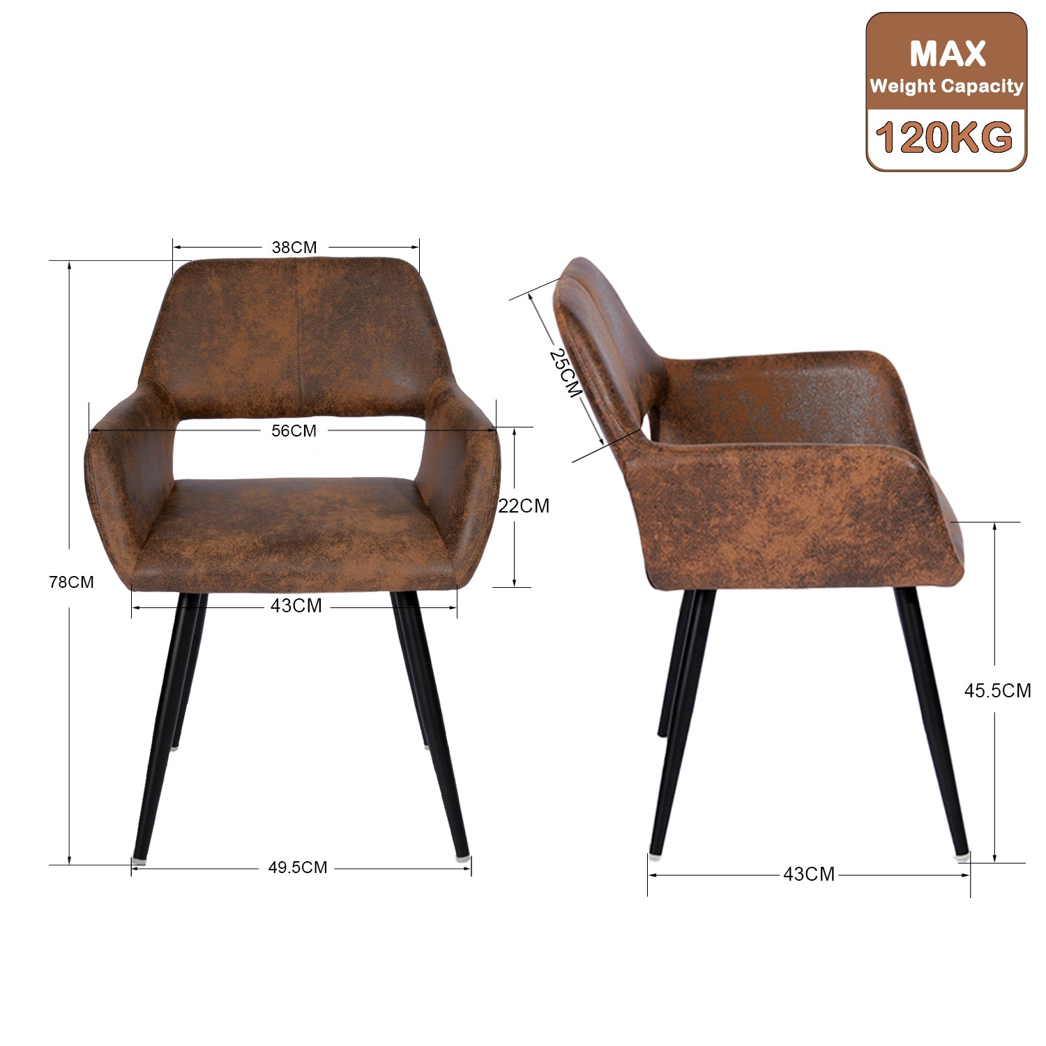 Ensemble table à manger extensible noire avec 4 fauteuils en suédine, style scandinave