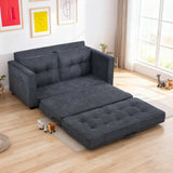 Canapé-lit 2 places en tissu gris foncé avec poches latérales, sofa convertible moderne