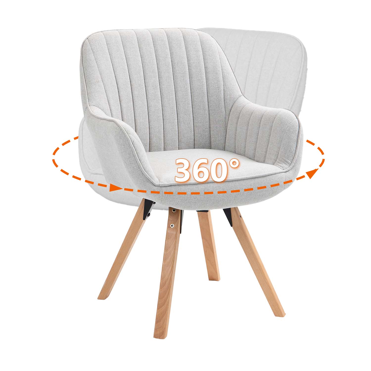 Set of 2 comfortable dining room chairs in beige fabric, 360° swivel - CARSON FABRIC BEIGE 2PCS