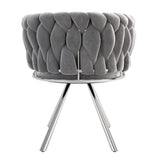 Lot de 4 chaises de salle à manger pivotantes en velours gris avec pieds en métal argenté