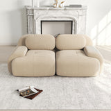 Ensemble de canapés avec accoudoirs incurvés et base antidérapante en tissu velours côtelé doux pour le salon, beige,siège 2
