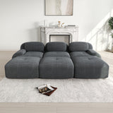 2-Sitzer-Schlafsofa aus dunkelgrauem Stoff mit Seitentaschen, modernes Schlafsofa