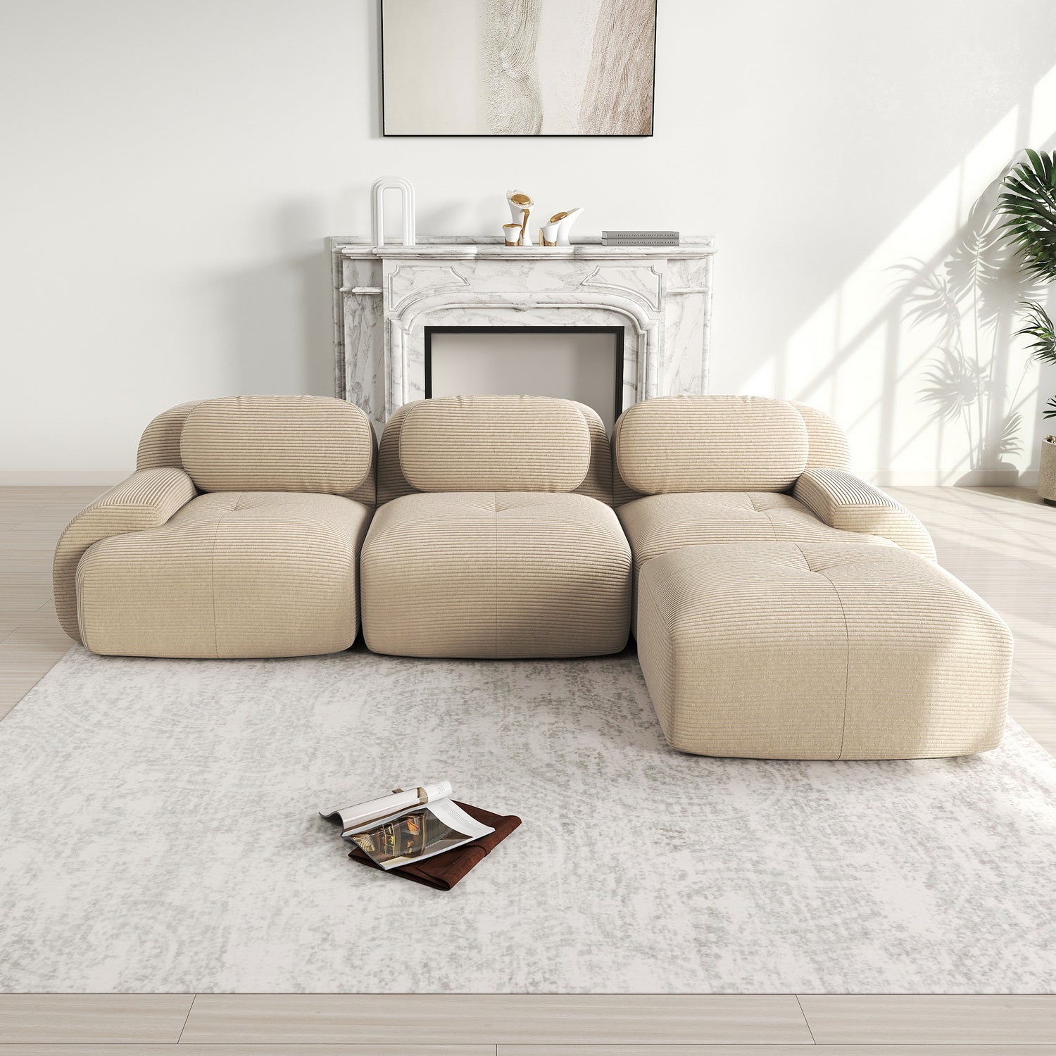 2-seater sofa bed in dark gray fabric with side pockets, modern convertible sofa