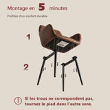 Ensemble de salle à manger de style scandinave composé d'une table ronde en chêne et de 2 fauteuils en suédine marron