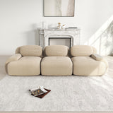 Ensemble de canapés avec accoudoirs incurvés et base antidérapante en tissu velours côtelé doux pour le salon, beige,siège 3