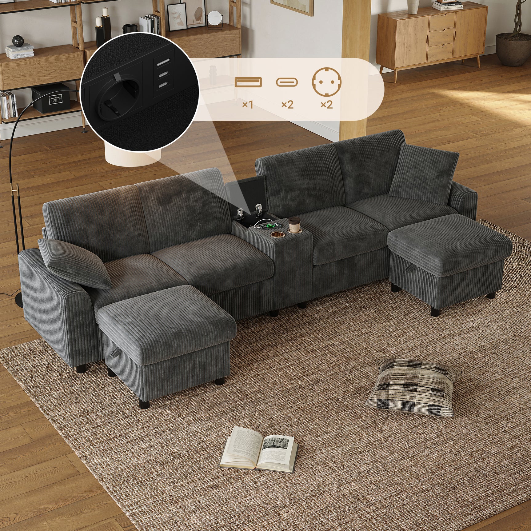 2-seater sofa in beige fabric Scandinavian style - AHBARM
