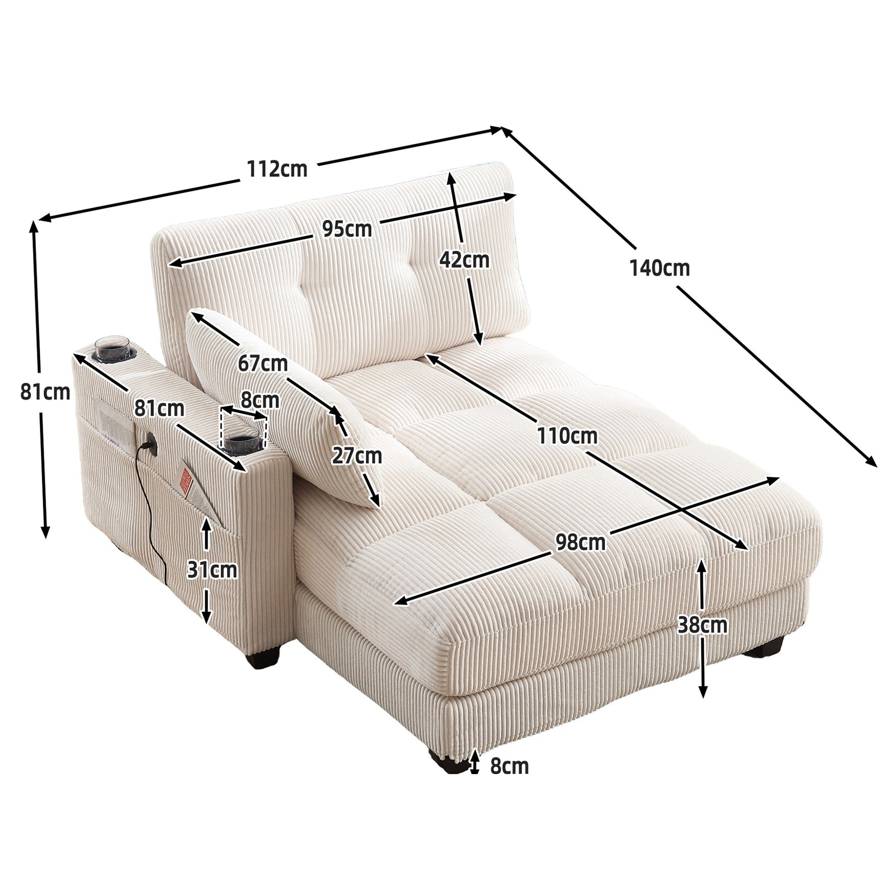 2-seater sofa in beige fabric Scandinavian style - AHBARM
