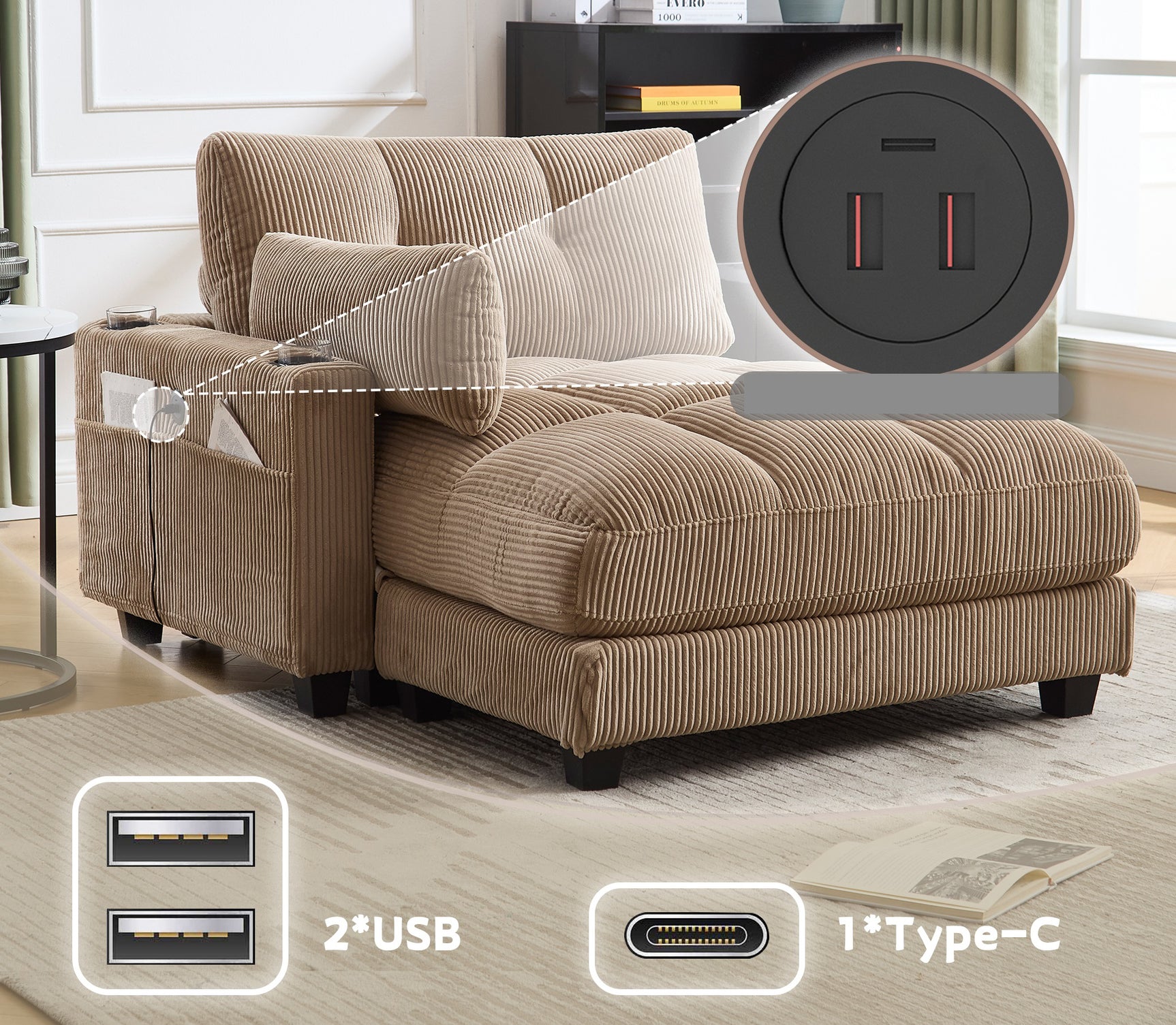 2-seater sofa in beige fabric Scandinavian style - AHBARM
