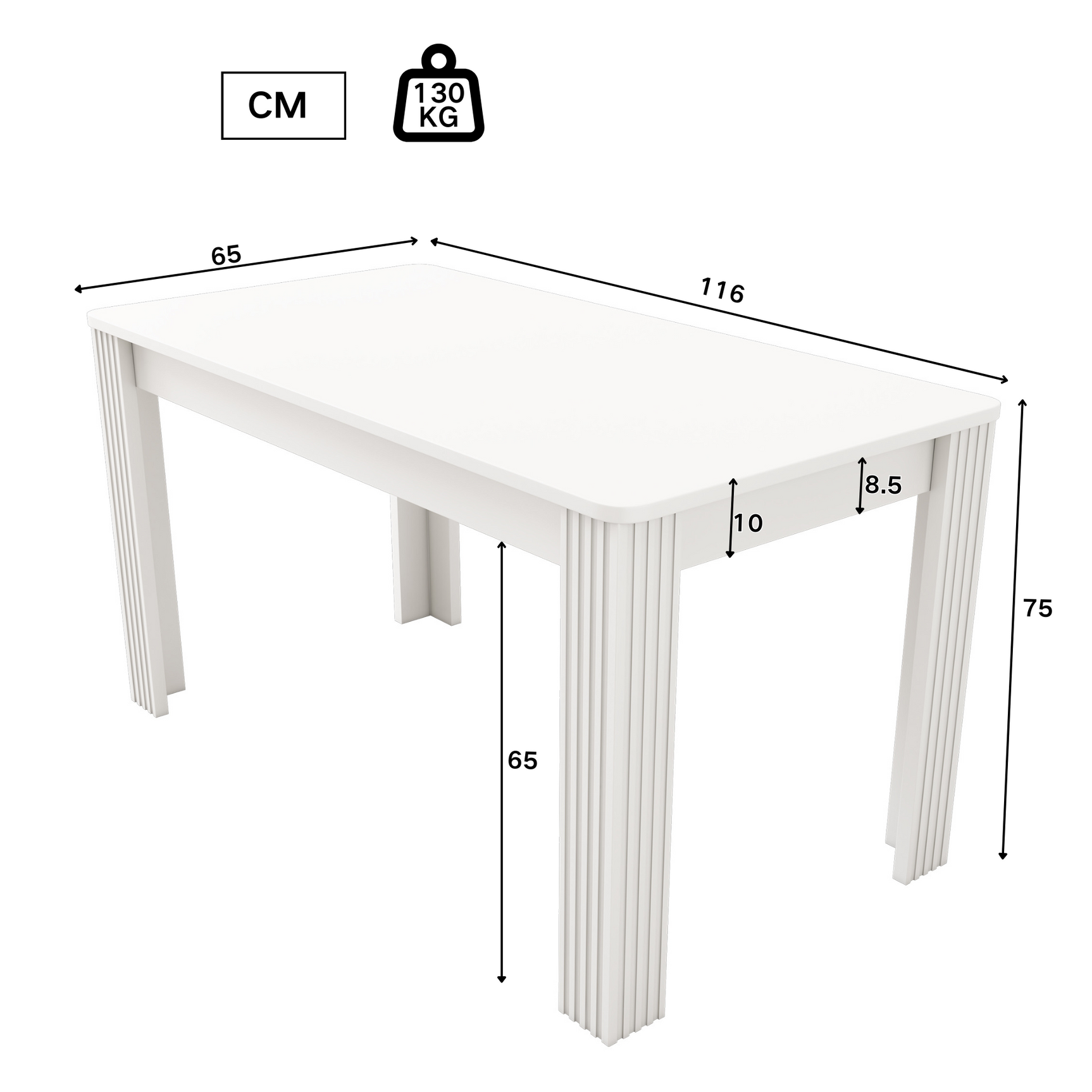 Rectangular dining table in particle panels finish oak with four robust feet