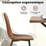Ensemble table à manger extensible noire avec 4 chaises de salle à manger en PU, style scandinave