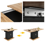 Extensible dining table 140/180x80x75 cm with MDF tray white marble effect and black metal feet
