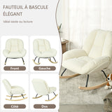 Lot de 2 fauteuil à bascule scandinave en tissu chenille avec accoudoirs pour salon ou chambre à coucher, beige - LITHOPS