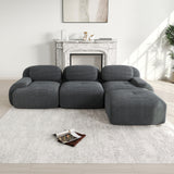 2-seater sofa bed in dark gray fabric with side pockets, modern convertible sofa