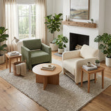 Lounge armchair with armrests in beige corduroy - DOMCO