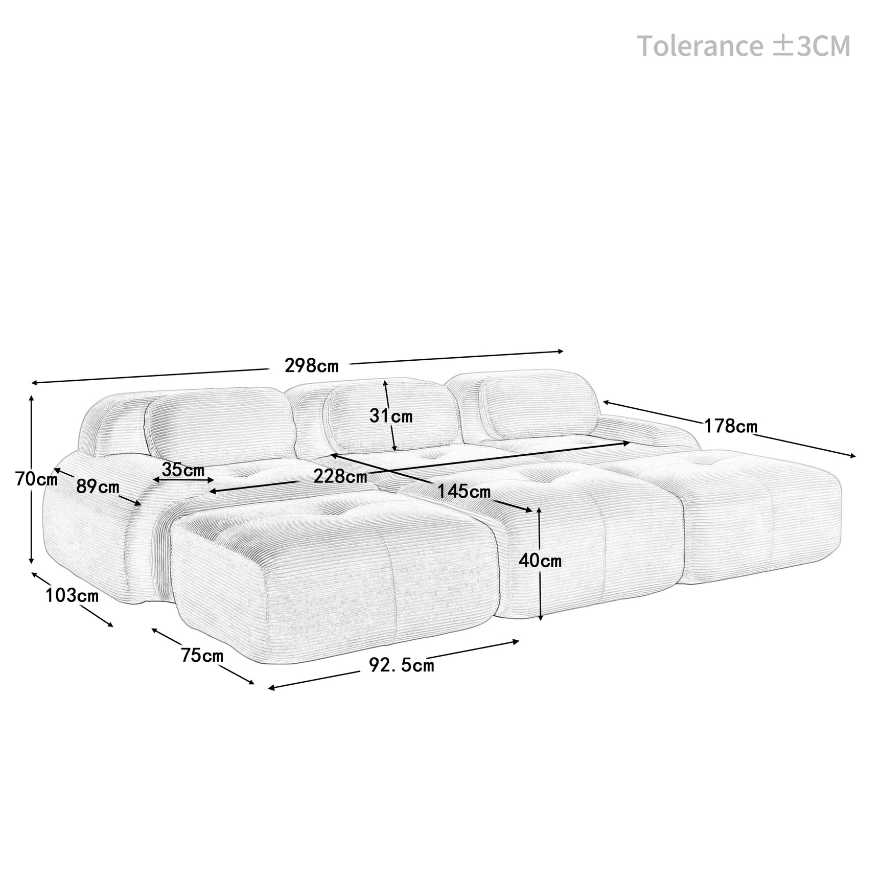 2-seater sofa bed in dark gray fabric with side pockets, modern convertible sofa