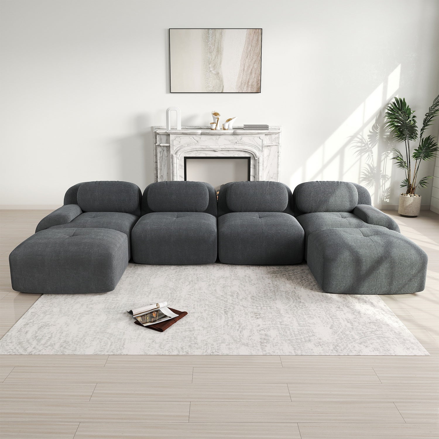 2-Sitzer-Schlafsofa aus dunkelgrauem Stoff mit Seitentaschen, modernes Schlafsofa