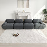 Ensemble de canapés avec accoudoirs incurvés et base antidérapante en tissu velours côtelé doux pour le salon, gris, siège 4