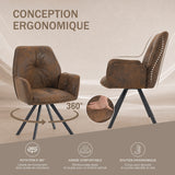 Ensemble de salle à manger comprenant une table extensible et 4 fauteuil pivotant confortables en suédine