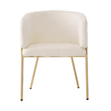 Lot de 6 chaise de loisirs individuelle en imitation de velours de lapin Chaise élégante à quatre pieds en métal beige pour salon chambre à coucher et salle à manger
