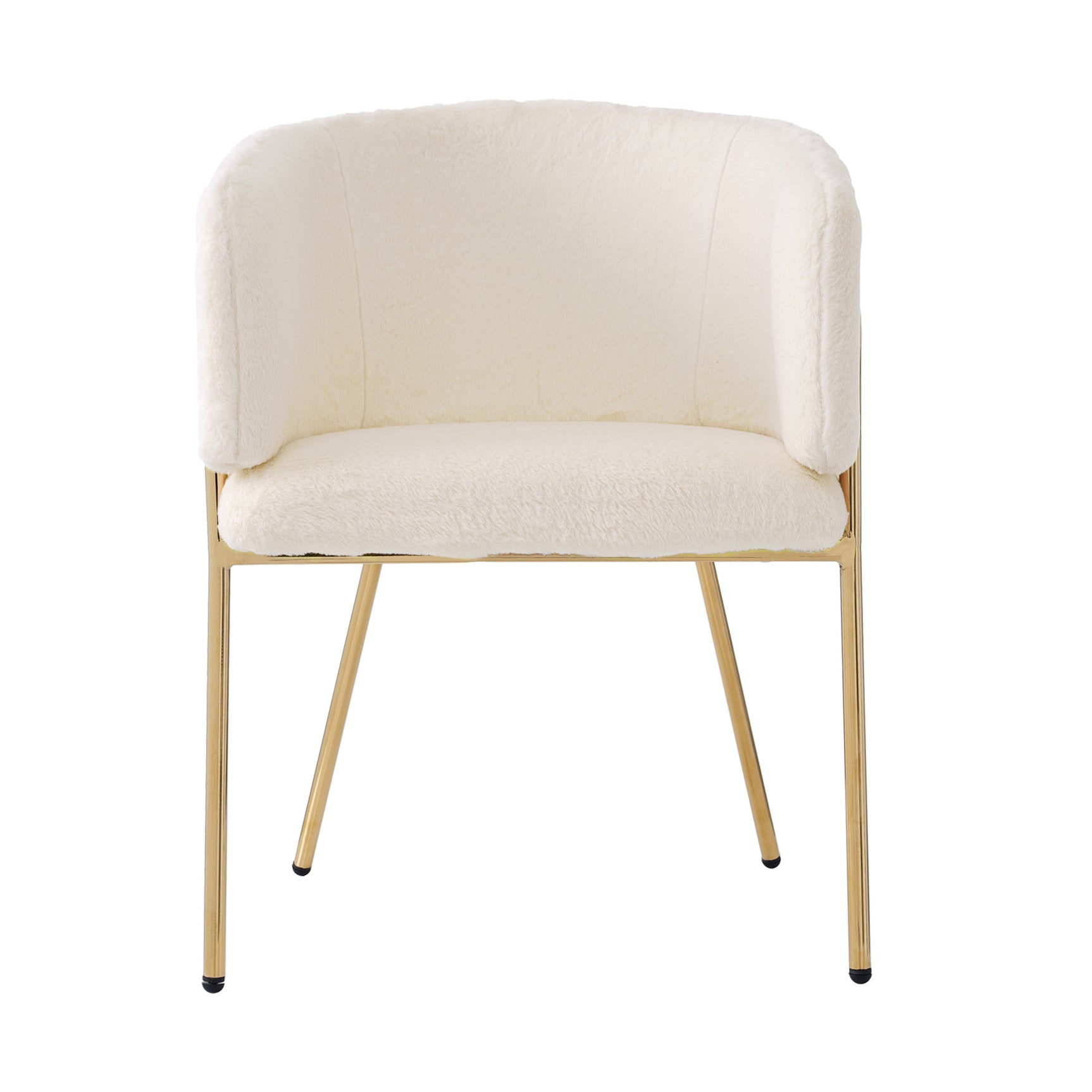 Lot de 6 chaise de loisirs individuelle en imitation de velours de lapin Chaise élégante à quatre pieds en métal beige pour salon chambre à coucher et salle à manger