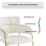 Lot de 6 chaises de salle à manger beiges avec pieds dorés, style moderne