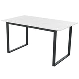 Ausziehbarer Esstisch 140/180 x 80 x 75 cm mit MDF-Platte in weißem Marmoreffekt und schwarzen Metallbeinen