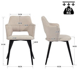 Ensemble table à manger extensible noire et 6 fauteuils en tissu beige de style scandinave