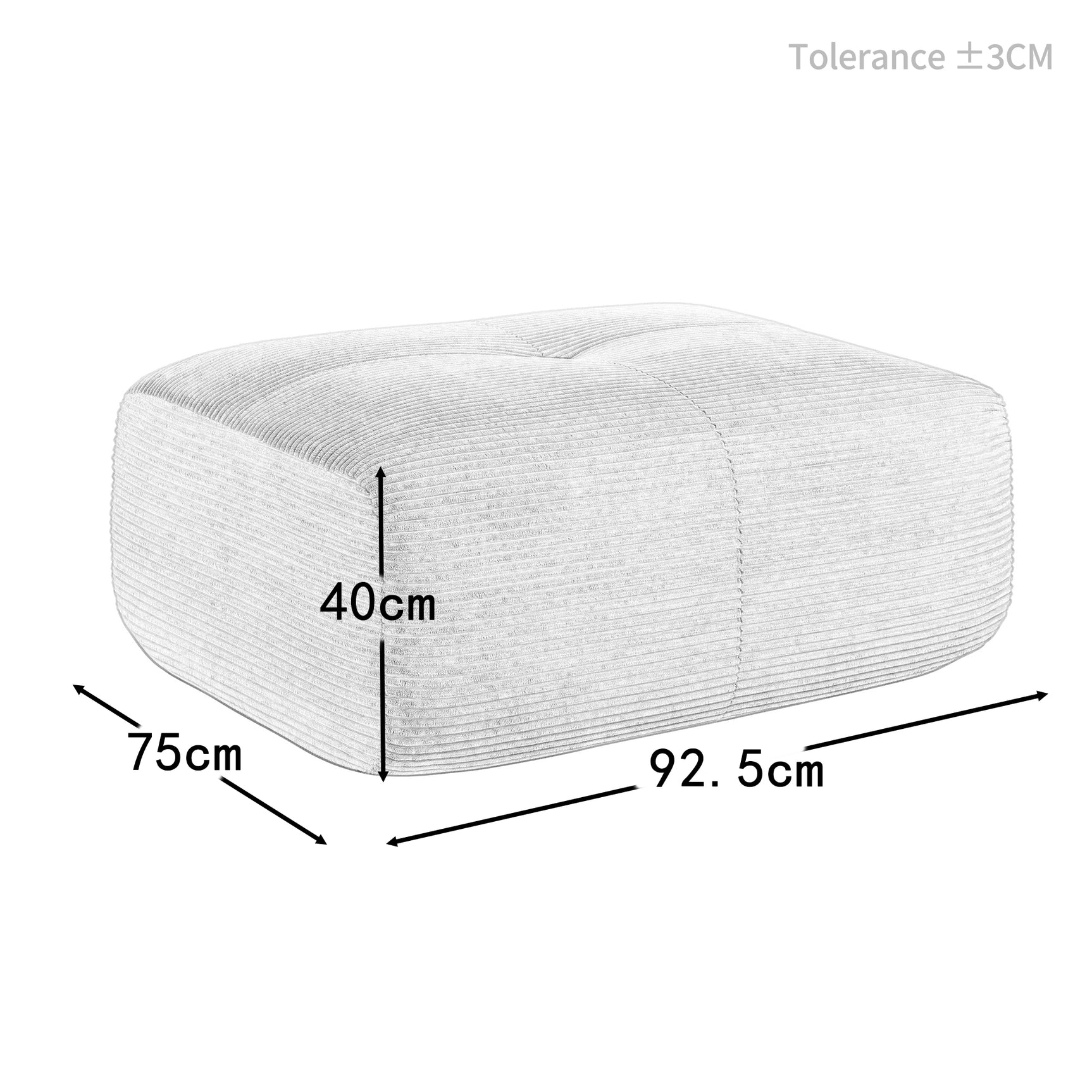 Tabouret en tissu côtelé pour canapé, beige, 1 PCS