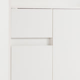 Meuble à chaussures blanc avec étagères réglables, commode minimaliste pour l'entrée, avec pieds en bois massif