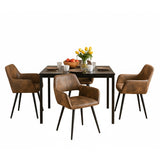 Ensemble table à manger extensible noire avec 4 fauteuils en suédine, style scandinave