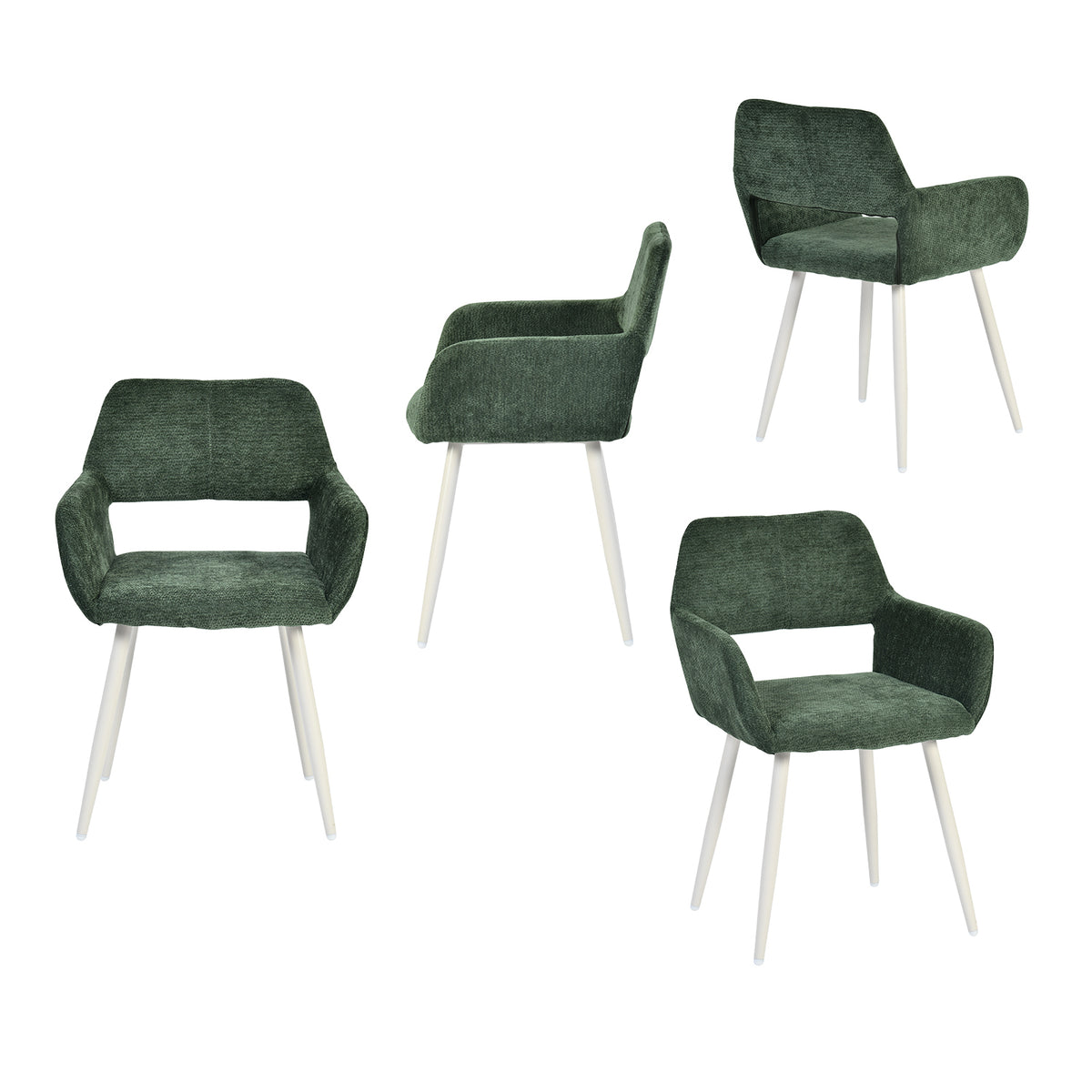Set of 2 Scandinavian dining room armchairs with beige fabric armrests - Cromwell