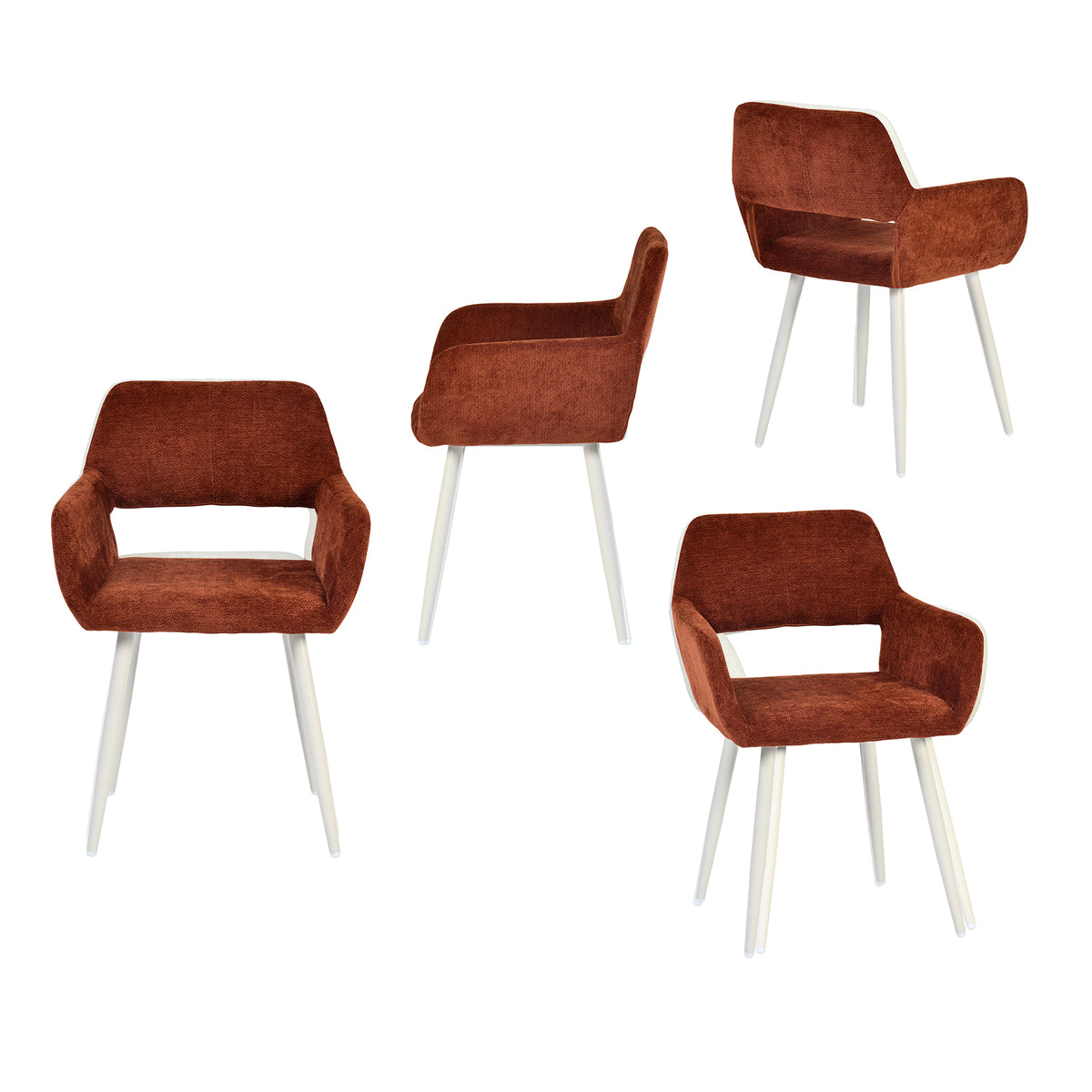 Set of 2 Scandinavian dining room armchairs with beige fabric armrests - Cromwell