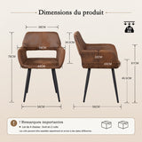 Ensemble de salle à manger comprenant une table extensible et 6 chaises avec accoudoirs en suédine marron
