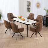 Lot de 6 chaises de salle à manger confortables en suédine avec accoudoirs - CALF SUEDE BROWN 6PCS