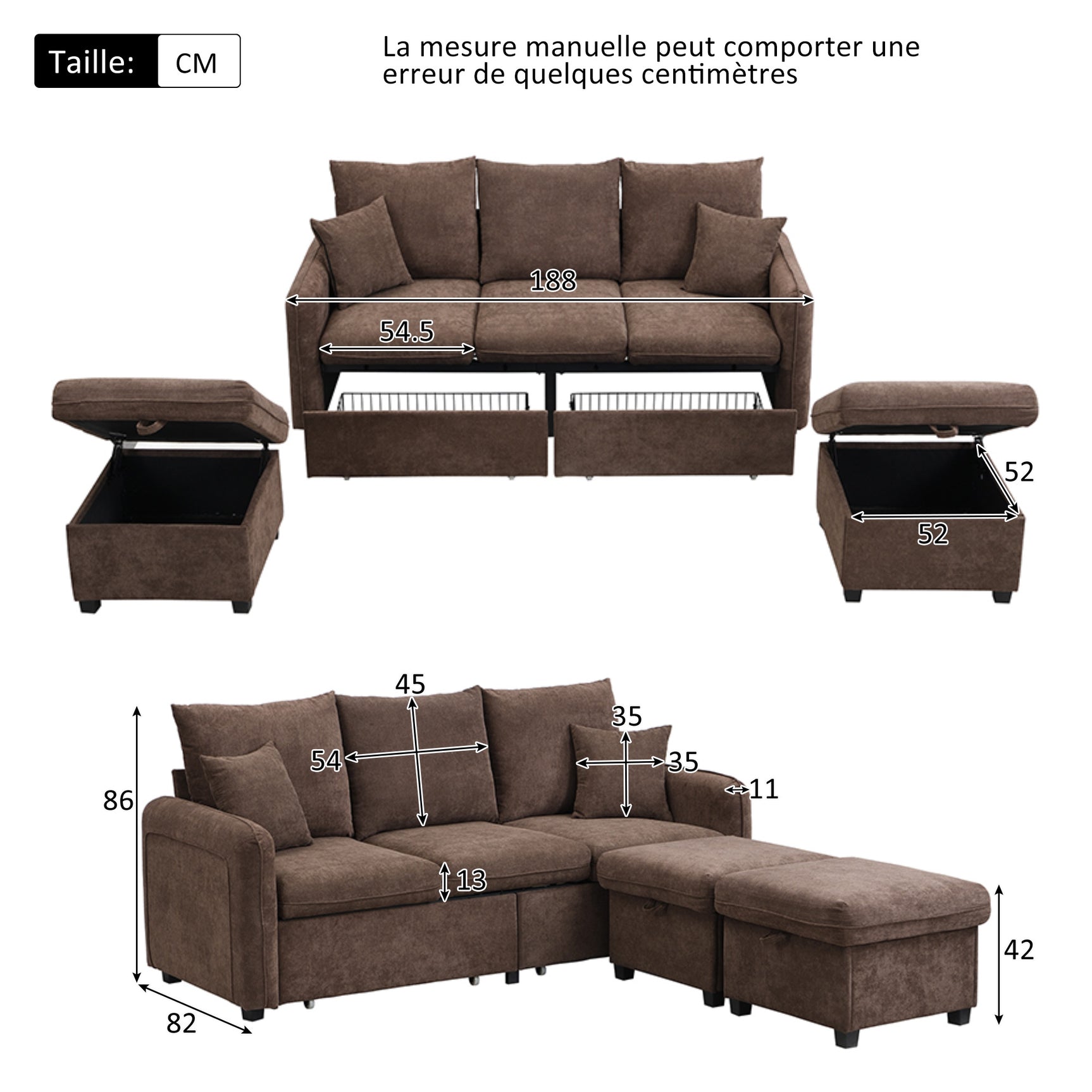 2-seater sofa in beige fabric Scandinavian style - AHBARM