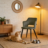 Lot de 2 chaises de salle à manger scandinaves avec accoudoirs en tissu résistant aux animaux et assise rembourrée, vert - AKANJI CC