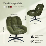 Fauteuil de bureau pivotant scandinave avec accoudoirs en tissu chenille, réglable, vert - LITHOPS FIX