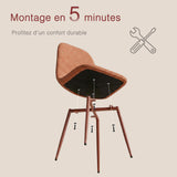 Lot de 4 chaises de salle à manger en tissu rouge doux, chaises de détente avec dossier et pieds métalliques assortis scandinave - CHARLTON