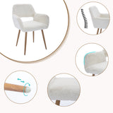 Lot de 2 fauteuils de salle à manger de style scandinave en fausse fourrure blanche avec pieds en métal effet bois