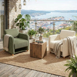 Lounge armchair with armrests in beige corduroy - DOMCO