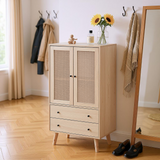 Holzbuffet moderner Stil mit Rattan -Türen und -schubladen - 60 x 40 x 120 cm