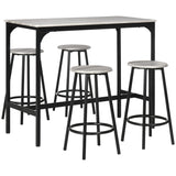 High table set with four Gray Metal Industrial Design Stools