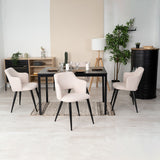 Lot de 4 fauteuils de salle à manger scandinaves avec accoudoirs en tissu beige - AKANJI