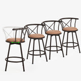 Set of 4 pivoting industrial bar stools with brown fabric file - Hailey 24