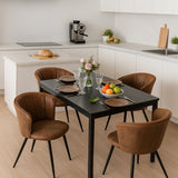 Ensemble table à manger extensible noire avec 4 fauteuils en suédine, style scandinave