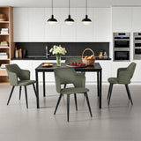Round Table Table Table Table Timber Ø80 cm with 4 black velvet chairs, modern and comfortable style
