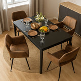 Ensemble table à manger extensible noire avec 4 fauteuils en suédine, style scandinave