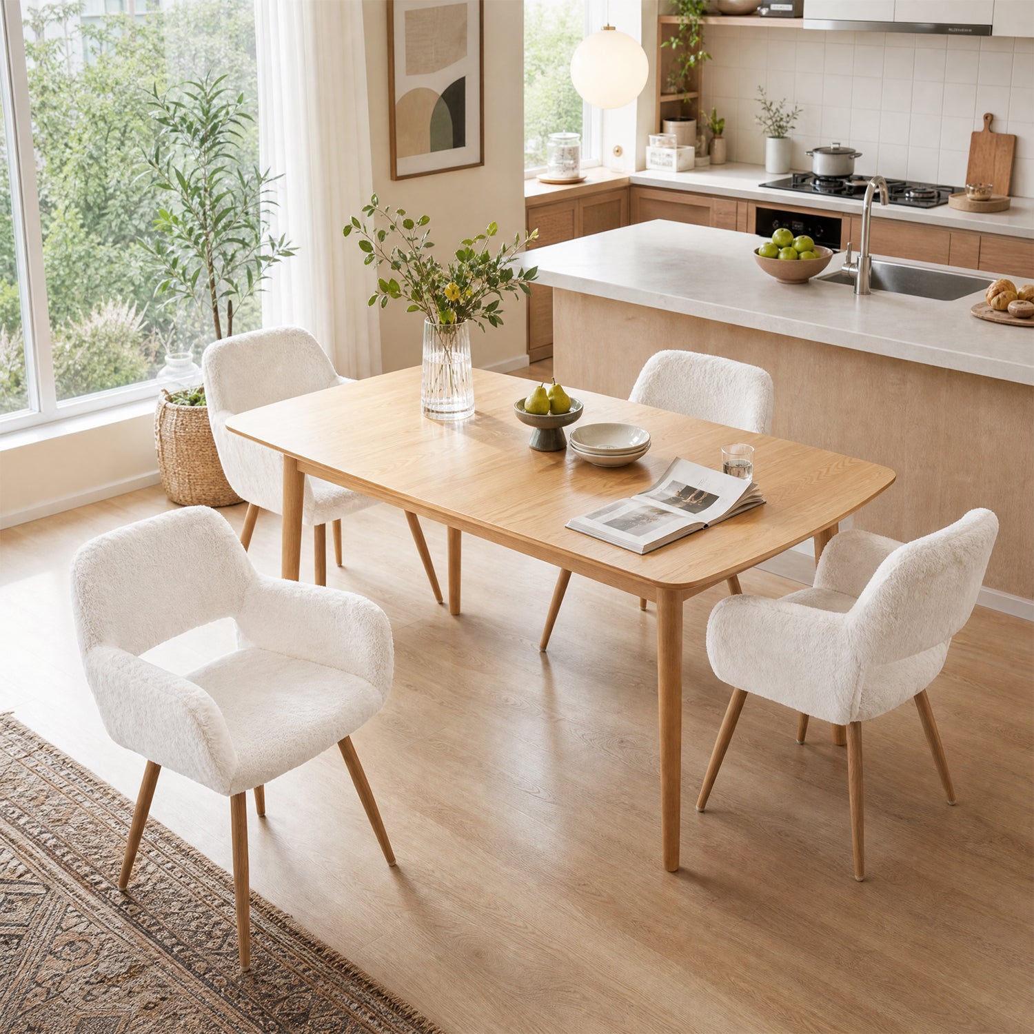 Scandinavian dining chair with black fabric armrests - CROMWELL BLACK Ⅰ
