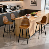 Lot de 4 tabourets de bar industriels avec dossier en suédine - CHARLTON BAR