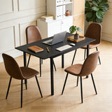 Ensemble table à manger extensible noire et 4 chaises en suédine, style scandinave